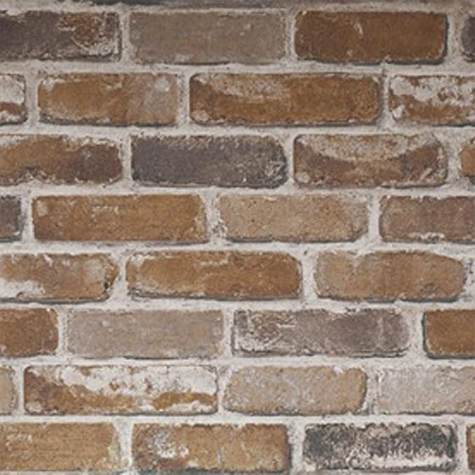 Okydoky Peel and Stick Wallpaper, Brown Brick Wallpaper for Home Decoration, Contact Paper Stick and Peel Backsplash, Vinyl Self Adhesive Wall Paper for House, Workshop&Office, 17.3"x393", C203-10