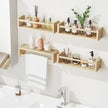 Fixwal Nursery Book Shelves, 16.5 Inch Floating Nursery Bookshelves, Set of 4, Solid Wood Wall Mounted Shelves for Books and Toys Storage (Natural Wood)