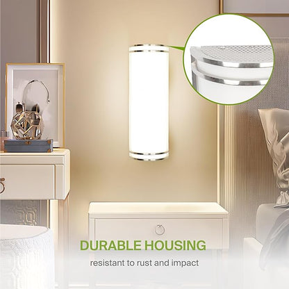ASD LED Indoor Wall Mount Light Fixture - 18 Inch 25W Modern Interior Nickel Dimmable Wall Sconce Light - ETL 3000K 4000K 5000K Adjustable - Hallway, Bedroom LED Wall Lights, 2 Pack