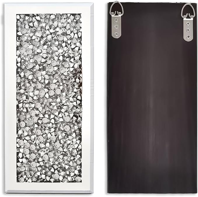 Crushed Diamond Mirrored Wall Decor Vase Crystal Silver Mirror Flower Vase Stunning Decorative Glass Hanging Planter for Home Decor Living Room Dining Room Bedroom Wall Decor.Can't Hold Water(2 Set)