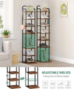 8 Tiers Vertical Shoe Rack, Narrow Shoe Tower, Tall Shoes Shelf with 2 Hooks, Adjustable Shelves, Corner Shoes Shelves for Small Spaces, Entryway, Living Room, Rustic Brown SR04301B