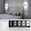 TRLIFE Dimmable Wall Sconces, Modern Wall Sconces Set of 2 Hardwired Wall Mounted Lights 12W 6000K Cool White LED Wall Sconce Lighting for Bedroom Bedside Living Room Bathroom Stairway(2 Pack, Black)