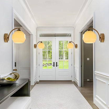 Mid Century Modern Gold Wall Sconce Glass Sconces Wall Lighting Bathroom Vanity Light Fixtures Globe Wall Lamp Bedroom Wall Lights for Living Room Bedroom Hallway Foyer