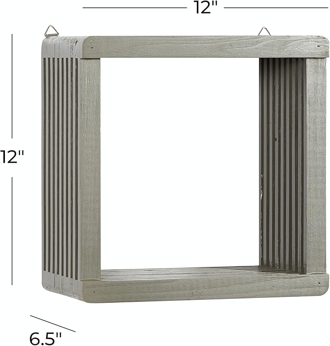 Deco 79 Wall Shelf, 12" L x 7" W x 12" H, Grey