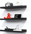 RICHER HOUSE 3 Set Floating Shelves for Wall, 16 inches Black Wall Mounted Shelves with Lip for Storage, Display Picture Ledge Shelf for Bedroom Bathroom Kitchen Living Room Decor, Modern Black