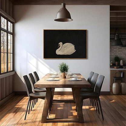 OIQArtOIQ Vintage Framed Wall Art Moody Grace Swan Canvas Art Prints Rustic Farmhouse Pictures Wall Decor Modern Cottagecore Paintings Artwork For Bedroom Kitchen Bathroom Office Living Room