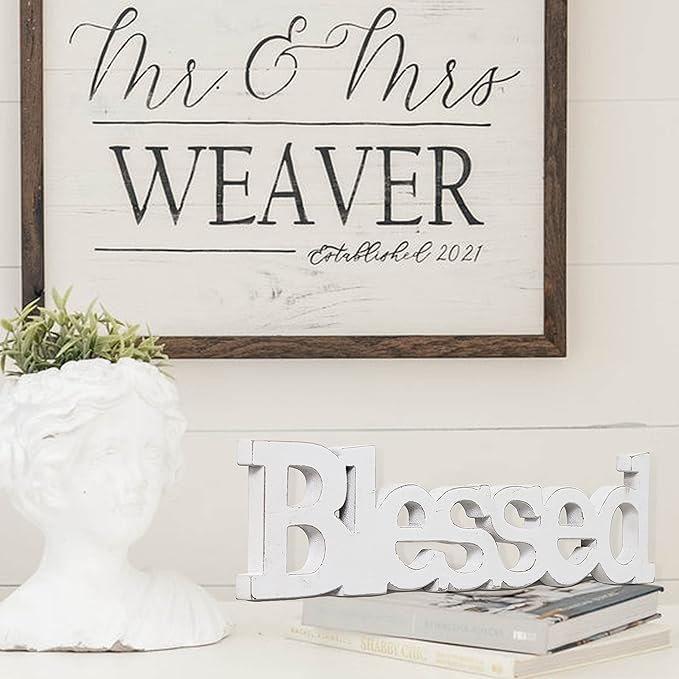 Farmhouse Wood Blessed Sign for Table 15