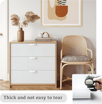 Abyssaly White Wood Paper Decorative Self-Adhesive Film for Furniture Real Wood Tactile Easy to Clean Perfectly Covers The Surface Without Passing Through The Primary Colors 11.8" X 78.7"