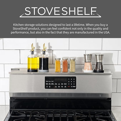 StoveShelf 30" Length White Magnetic Shelf for Kitchen Stove - Kitchen Storage Solution with Zero Installation - Over Stove Spice Rack Organizer