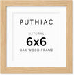 puthiac 6x6 Solid Oak Wood Picture Frame, Fits 4x4 with Mat or 6x6 Without Mat, Wall or Tabletop Display with Stand, Plexi Front, 1 Pack, Natural Oak