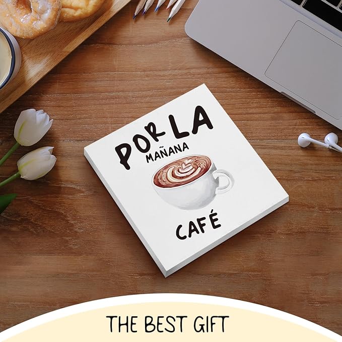 Coffee Bar Decor, Spanish Cafe Wooden Box Sign, Cafe Wood Block Box for Coffee Bar Home Kitchen Desk Shelf Tabletop Decor, 5x5 Inch