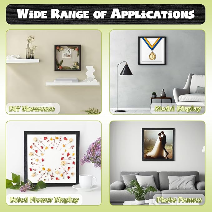 1 Pack T Shirt Display Frame, 11.3'' X 11.3'' Black Imitation Wood T Shirt Frame with 98% UV Protection Acrylic, 1