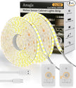 Rechargeable Motion Sensor COB LED Lights Strips, 2 Pack 6.56FT Motion Activated Under Cabinet LED Strip Lights 2200mAh Battery Powered Under Cabinet Strip Lighting Wireless for Kitchen Closet Pantry