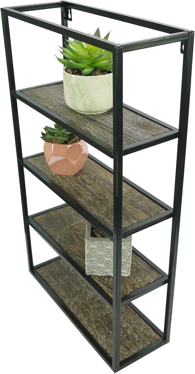 Admired By Nature 4 Tier Floating Shelf, Farmhouse Wall Decor, Rustic Wood Mounted Organizer for Home Decor, 1 Unit