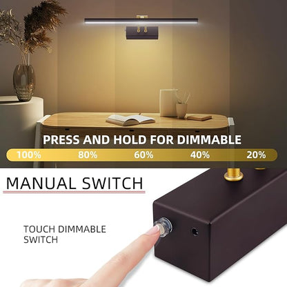 Picture Light,5000mAh Rechargeabl Art Lights for Paintings,Remote 16" Display Accent Lighting with Timer and Dimmable for Wall,Frame,Portrait-Black
