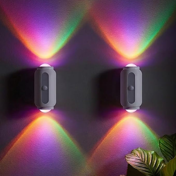 Motion Sensor Wall Light, Rechargeable Peel and Stick on Sconce Set of 2, Wireless No Drill RGB Wall Lamps, Magnetic Battery Operated Indoor Lighting for Hallway, Stairs, Bedroom, Bathroom, Bar Decor