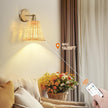 Frideko Rattan Rechargeable Battery Operated Wall Sconces Set of Two with Remote, 3 Colors Dimmable Wireless Wall Light, 5200mAh Indoor Wall Lamp with 4 Timer, Boho Sconces Wall Lighting for Bedroom