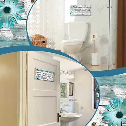 Jetec 2 Pieces Funny Bathroom Signs Bathroom Wall Decor Toilet Wall Accessories Farmhouse Toilet Rustic Wooden Signs, 12x6 Inch(Butterfly Style)