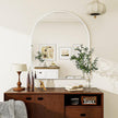 32 x 34 inch Arch Wall Mirror, White Arched Bathroom Vanity Mirrors for Over Sink, Metal Frame Room Wall Decor Haning or Leaning for Entryway, Bedroom, Living Room