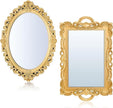 2 Pcs Vintage Decorative Gold Mirror Set Including 12.6