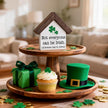 MBL St Patrick's Day Decoration - Funny Wood Irish Decor, Happy Saint Patricks Day Accessories Gifts Green Shamrock Home Table Office Shelf Bar Spring Tiered Tray Centerpiece Gifts for Women Men