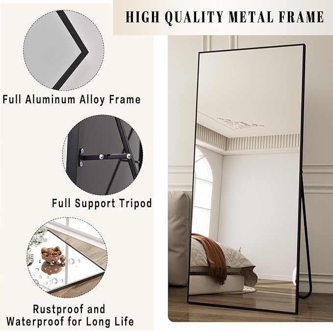 BEAUTYPEAK Full Length Mirror with Stand, 65