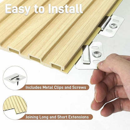 WPC Slat Wall Panels, 16 Packs 48 x 6 Inch WPC 3D Wood Wall Paneling for Interior Wall Decor, Living Room, Bedroom, TV Background, Wainscoting Panels for Wall Decor, Light Maple