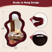 Mirror Wall Decor for Home Office Apartment, Asymmetrical Decorative Mirror for Entryway Porch Fireplace, Irregular Hanging Wall Art Sculpture for Christmas (Wine Red)