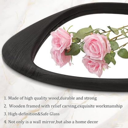 AAZZKANG Black Mirror with Wood Frame Large Irregular Wall Mounted Mirrors Asymmetrical Decorative for Bathroom Bedroom Living Room Entryway 28"x20"
