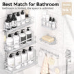 YASONIC Shower Caddy, 6 Pack Large Capacity Bath Organizer with Soap Holder and 12 Hooks, Rustproof bathroom Shelves for Inside Shower, No Drilling&Sleek Bathroom Organizers and Storage Silver