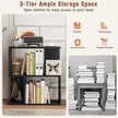 Tangkula 3 Tier Geometric Bookshelf, S Shaped Open Bookcase with Storage, Home Office Decor, Freestanding Wood Display Shelf for Living Room Study, Small Bookshelf for Small Spaces (1, Black)