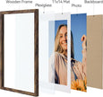 Vittanly 12x16 Picture Frames Set of 4, Display Pictures 11x14 with Mat or 12x16 without Mat, Gallery Frame for Wall Display, Engineered Wood with Shatter Resistant Plexiglass, Rustic Brown