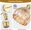 Hardwired Wall Sconces Set of Two, Vintage Wall Lights with Amber Tulip Glass Lampshade, Gold Wall Lamps for Bedroom Bedside Stairway Bathroom Living Room (Bulbs Not Included, Not Battery Powered)