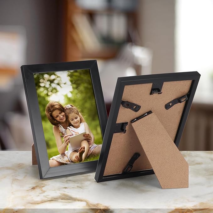 Hoikwo 18 Packs 3.5x5 Black Multi Plastic Picture Frames Set with Plastic Cover for Family Photos, Artwork, Light Weight Bulk Frames Pack for Wall Hanging and Table, Stylish Picture Frames