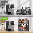 YINMIT Countertop Shelf Organizer,Coffee Bar Accessories,Spice Rack,Coffee Counter Shelf,2 Tier Coffee Organizer Station for Mugs,Cups,Cream,Syrup(Rustic Grey, Medium)