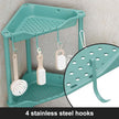 Orimade Rustproof 3 Tier Floor Standing Corner Shower Caddy Organizer, Plastic Metal Splicing Floor Corner Shelf Rack Stands for Bathroom, Blue