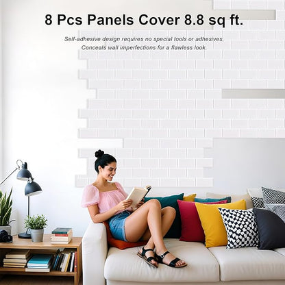 WoveN SounD Brick Acoustic Wall Panels Seamless Visual, High Density, Sound Proof Wall Decor, Noise Blocker Felt Wall Tiles for Home, Studio, Office & Focus Zones (White), 16x12x0.4 Inch