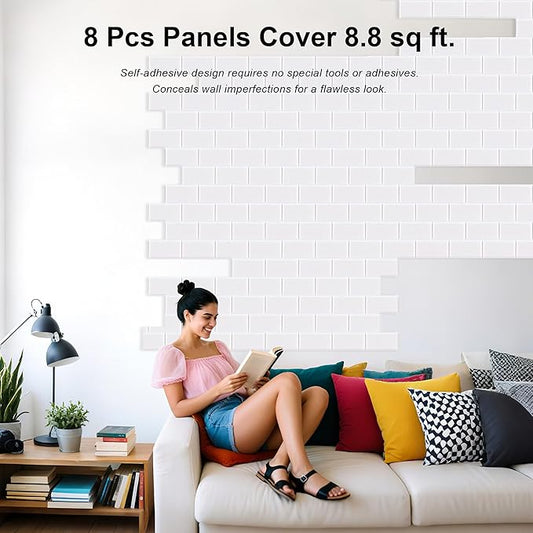 WoveN SounD Brick Acoustic Wall Panels Seamless Visual, High Density, Sound Proof Wall Decor, Noise Blocker Felt Wall Tiles for Home, Studio, Office & Focus Zones (White), 16x12x0.4 Inch