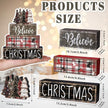 DIYDEC 4Pcs Christmas Table Decoration Christmas Tree Wooden Block Sign Xmas Tiered Tray Decor Winter Centerpiece Decorative Sign for Holiday Tabletop Coffee Fireplace Shelf Desk Party Decor