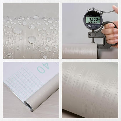 wishFIRE Cream Textured Peel and Stick Wallpaper 15.7"×472" Contact Paper Wood Look Wall Paper Self Adhesive Waterproof Vinyl Wallpaper for Bedroom Kitchen Cabinets Countertop