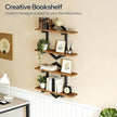 HOOBRO Floating Shelves, 15 Inch Wall Shelf Set of 2, Wall Mounted Storage Shelves 2-Tier, Hanging Bathroom Shelves, for Living Room, Bedroom, Bathroom, Kitchen, Rustic Brown and Black BF13BJP201