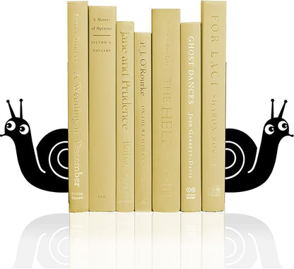 Bookends Cute Snail Metal Book Ends, Novelty Decorative Bookends for Bookshelf, Book Organizer for Desk Home Office School Bookshelf Decor, Black - 1 Pairs
