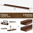 Picture Ledge Shelf | 55 Inch Wood Floating Shelves Set of 2 | Dark Wood Wall Shelves with Lip | Picture Shelf for Wall with Ledge | Photo Ledge Shelves