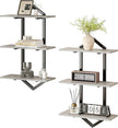 3 Tier Floating Shelves, Set of 2 Wall Shelves for Living Room, Modern Geometric Wooden Shelf for Wall Decor, Hanging Storage Shelf for Bedroom Bathroom Kitchen Home Office (Greige + Black)