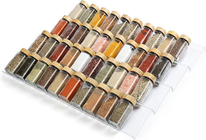 Spice Drawer Organizer 8 Tier, Acrylic Seasoning Organizer Rack, Clear Spice Rack Tray, Kitchen Seasoning Jars Drawers Insert (Jars Not Included/Expandable From 9" to 18")