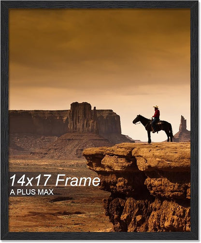 A PLUS MAX 14x17 Picture Frame, Black Engineered Wood Frame for 14 x 17 Inch Picture Poster Photo, Light Weight 14 by 17 Frame with Wood-grain for Wall - 1 Pack/Black/14 x17