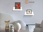 Z metnal Small Floating Shelves, Natural Wooden Display Wall Shelf for Picture Ledge, Nursery Floating Shelves, White, Wall Mounted, 8 x 5.5 inch, 2 Pcs