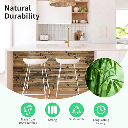 Natural Bamboo Wall Panel for Interior Wall Decor, Renewable Pole Wrap Wainscoting Paneling for Wall Ceiling Furniture Cabinet Office, 12 x 96 Inch, Dark Burned