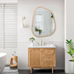 Irregular Bathroom Mirror Modern Wall Mirror Asymmetrical Wooden Framed Wall Mirror Unique Shape Wall Mounted Vanity Artistic Mirror Decor for Living Room Bedroom Entryway Large 26