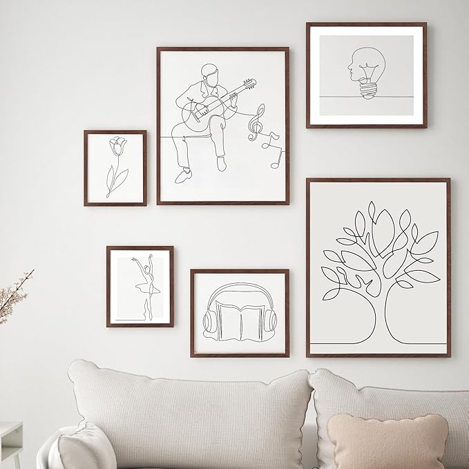 puthiac 16x16 Solid Oak Wood Picture Frame, Fits 12x12 with Mat or 16x16 Without Mat, Wall Display Only, Plexi Front, 3 Pack, Walnut